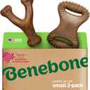 Benebone 2 Count (Pack of 1) Wishbone/Dental Durable Dog Chew Toys, Real Bacon, Made in USA, Small