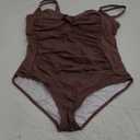 Yonique Women Plus Size One Piece Swimsuits Tummy Control Bathing Suits Twist Front Ruched Swimwear (Coffee Brown)