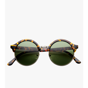 zeroUV Vintage Inspired Classic Half Frame Semi-Rimless Round Circle Sunglasses, Set of 3