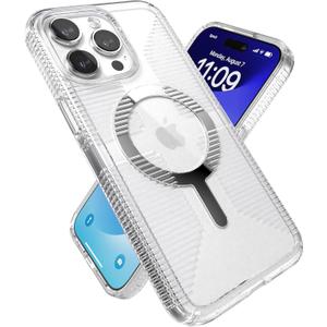 Speck Clear iPhone 15 Pro Max Case - Slim, Built for MagSafe, Drop Protection Grip - Scratch Resistant, Anti-Yellowing, 6.7 Inch Phone Case - GemShell Grip Clear