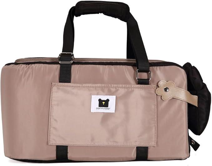 Dog Purse Carrier for Small Dogs and Cats, Soft Sided Cozy Plush Pet Bag Carrier, Car Travel Cat Carrier, Lightweight Puppy Handbag Tote, Waterproof (Apricot and Black)