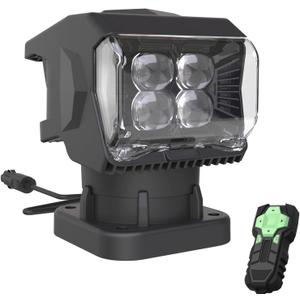 Remote Control LED Spotlight for Truck & Boat, 50W 7500lm Spotlight 360Rotating Marine Search Light with 5 Strong Magnets for Truck Boat Pickup Hunting