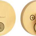 Kwikset Uptown Deadbolt Lock, Satin Brass Round Exterior Keyed Front Entry Door, Pick Resistant SmartKey Rekey Security, Single Cylinder Dead Bolt, with Microban Protection (0.5" x 2.63" x 2.63")