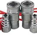 LSQ-PK-02 1/4" NPT Ag ISO 5675 Poppet Pioneer Style Hydraulic Quick Connect Coupler, w/Red Dust 2 Sets