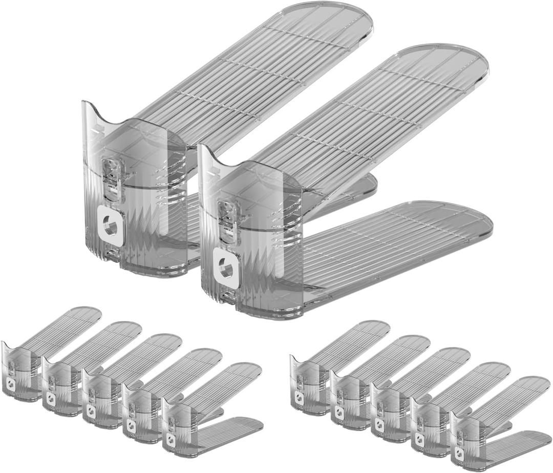 CiBiZi Clear Shoe Slots Organizers Shoes Stacker Organizer for Closet Shoe Stackers for a Pair of Shoes Shoe Display Shelf Organizador de Zapatos Shoe Rack Holders Space Saver Grey 12PACK (12 Pack, Grey)