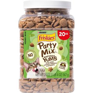 Purina Friskies Made in USA Facilities, Natural Cat Treats, Party Mix Natural Yums Catnip Flavor - 20 Ounce (Pack of 1) (EXP 07/01/26)