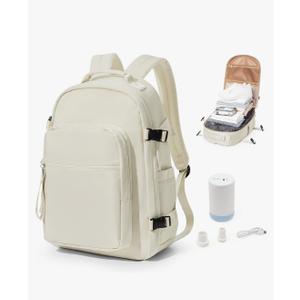 Vacuum Backpack With Pump,Travel Laptop Backpacks For Women Men,Airback Backpacks With Vacuum Compression Bags Seal Packing,Carry On Backpack, Personal Item Travel Bag Beige
