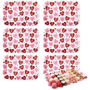 Yungyan 6 Pcs Valentine's Day Serving Trays 13 x 9 Inch Large Heart Food Trays Platters Paper Love Food Tray for Valentine Party Wedding Engagement Party Serving Snacks Cookies Dessert