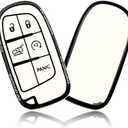 OFFCURVE for Dodge Jeep Key Fob Cover, Car Key Cover Case for Dodge Charger Challenger Dart Journey Durango Grand Caravan RAM Chrysler 200 300 Smart Key Car Accessories Holder Protector