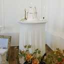 2Pack White Cocktail Table Tablecloth 32"x 43" Table Skirt Spandex Round Cocktail Table Cover with Wavy Drapes Fitted High Top Covers for Wedding Party Banquet