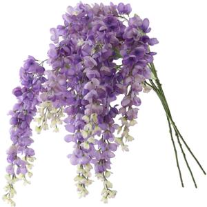 Dailisen 3 Strands 40'' Silk Purple Wisteria Artificial Flowers, Fake Wisteria Floral Hanging Plant Garland, for Home Decor, Party, Floor Vase, Balcony, Wedding Arrangement Decoration (Purple)