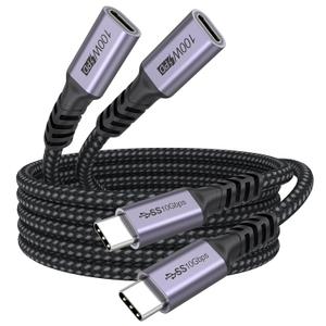 USB C Extension Cable 6ft 2 Pack, USB3.2 Gen2 Extender Male to Female Full Function 10Gbps Data Transfer/ 4K@60Hz Video/ 100W Charging, Type C Cord for Monitor Laptop Tablet Phone Dock Hub and more