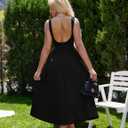 YMDUCH Women's Elegant Sleeveless Crew Neck Backless Swing A Line Evening Party Long Dress (Black, XL)
