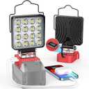Ecarke LED Work Light Compatible with Milwaukee 18V Battery, 70W Cordless Work Lights 7000LM of Flashlight Battery Light with Low Voltage Protection & Type-C & USB-A Charger Port