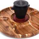 PuPu Platter Mini Hibachi Grill Platter Set - 5 Compartment Bowl Tray 12.6" Diameter with Rotating Lazy Susan - Quality Cast Iron Grill, 3.5" x 3.5" X 4.8", Indoor Mini Smores Maker
