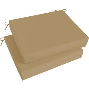 Basic Beyond Outdoor Chair Cushions Set of 2, Square Corner Outdoor Cushions for Patio Furniture, Water Resistant Patio Chair Cushions with 2 Ties, 18.5x16x3, Khaki