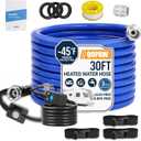 30FT Heated Water Hose for RV, -45F Freeze-Proof Drinking Water Hose with Thermostat, 5/8" ID, BPA-Free Lead-Free, Flexible Winter Antifreeze Hose for RV, Camping, Garden
