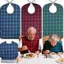 3 Pcs Adult Bibs for Men Clothing Protector with Crumb Catcher for Eating Reusable Feeding Bib for Elderly Senior