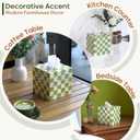 CHI AN HOME 5.7" Square Tissue Box Cover, Handmade Checkered Cube Tissue Box Cover with Capiz Shells, Decorative Tissue Holder for Living Room, Bathroom, Bedroom or Office (Pistachio Green)