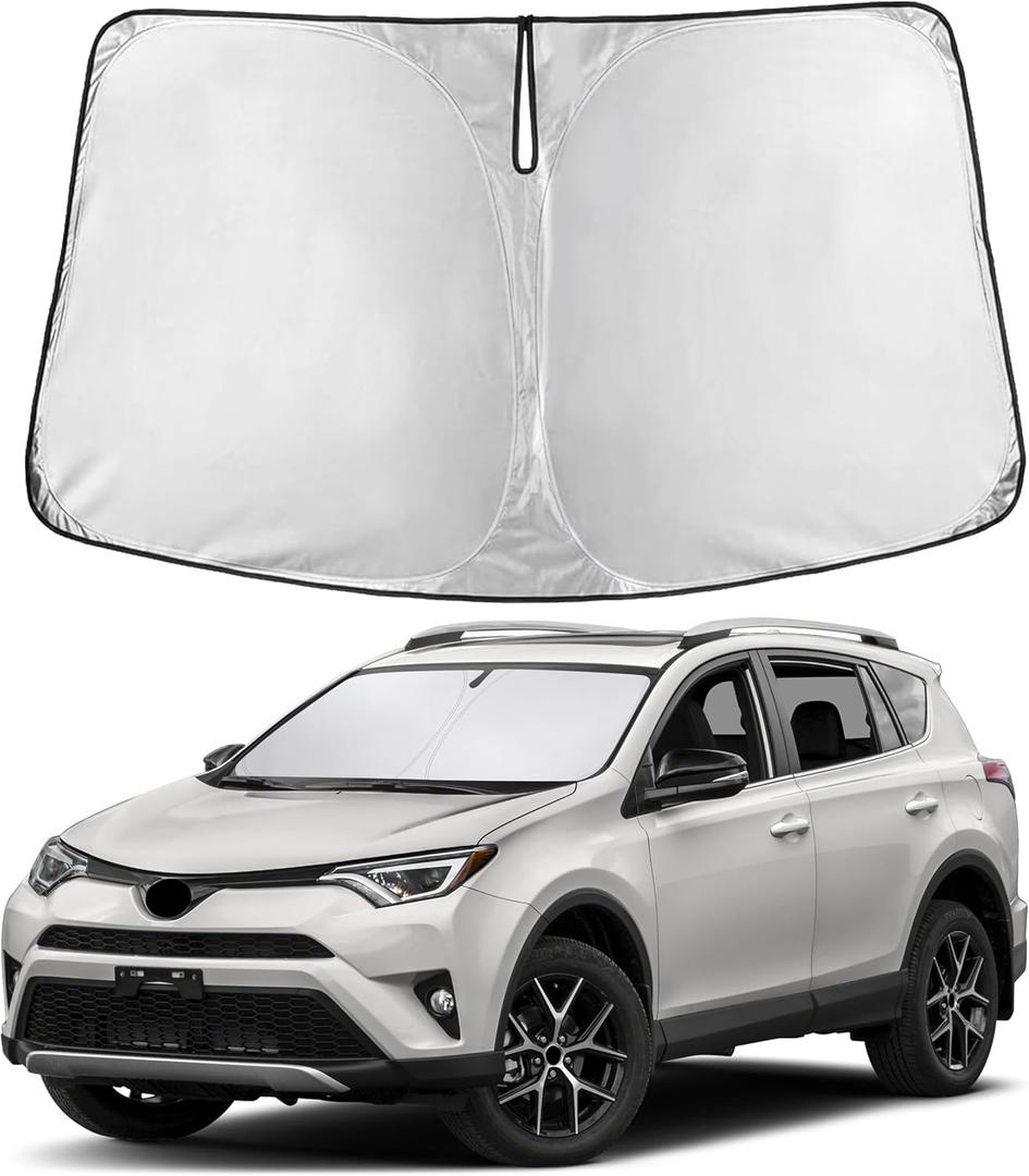 EcoNour Windshield Sunshade Compatible for Toyota RAV4 2013-2016 2017 2018, LE, XLE, Premium, XSE, Limited, SE, TRD Off-Road, Sun Visor for Front Window Sun Shade Cover, Car Accessories