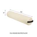 ForPro Full Round Bolster Pillow, Crme, Oil and Stain-Resistant, for Massage and Yoga, 6 R x 26 L