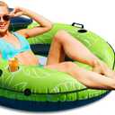 JOSEN River Floats for Adults Heavy Duty 350lb, XL River Tubes for Floating - 53" Large Pool Floats Adult with 2 Cup Holders, Inflatable Floating Tube, River Run Tube Lake Water Tubes (Green)