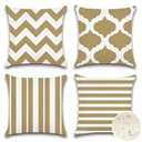 OTOSTAR Set of 4 Waterproof Throw Pillow Covers 12x20 Inch Farmhouse Geometric Square Pillow Cases for Couch Patio Furniture Balcony Garden Outdoor Decoration（Geometry70-Khaki）