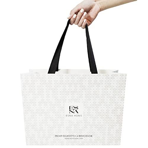 ESNA HOME Premium Bags With Fabric Ribbon Handles - Designer Shopping Bags For Wedding Gifts - Size 14.5 * 11 inch, Set of 4