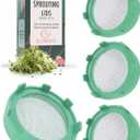 Elementi Sprouting Lids for Wide Mouth Mason Jars (Set of 4), Sprouting Jar Kit for Organic Sprouts, Alfalfa & Mung Bean Sprouts Grow Kit, 316 Stainless Steel Mesh Screen Strainer Lid (Mint Green)
