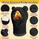 Kids Winter Balaclava Windproof Hats Gloves Set 3-in-1 Fleece Lined Hooded Scarf & Face Mask for Ages 2-8