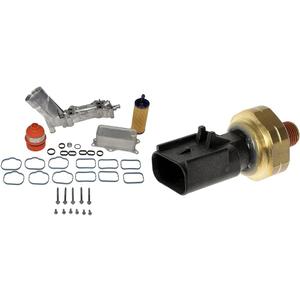 Dorman 926-959 Patented Upgraded Aluminum Engine Oil Filter Housing with Oil Cooler and Filter Compatible with Select Models (OE FIX) & 926-337 Engine Oil Pressure Sensor Compatible with Select Models