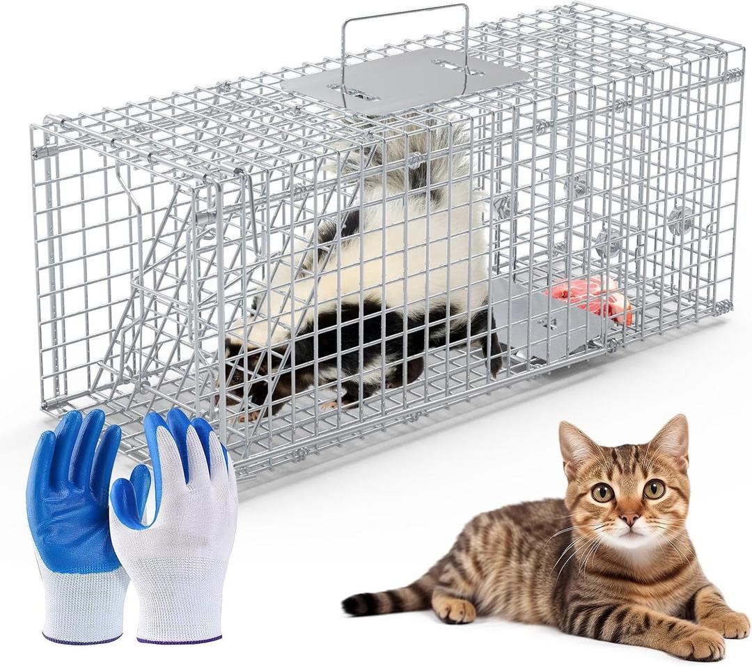 Live Humane Animal Trap Cage Cat Trap Folding Catch and Release Cage