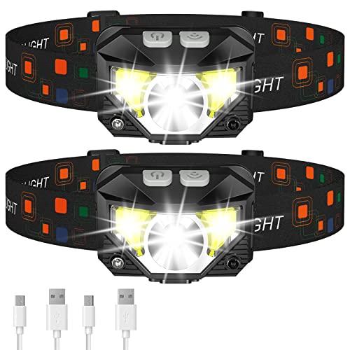 LHKNL Headlamp Flashlight, Lumen Ultra-Light Bright LED Rechargeable Headlight with White Red Light, 1-Pack Waterproof Motion Sensor Head Lamp,8 Modes for Outdoor Camping Running Hiking Fishing