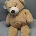 MorisMos Smiling Giant Teddy Bear, 39inch Large Stuffed Animal Bears with Big Footprints Plush, Kids Girlfriend Boyfriend Gift, Light Brown