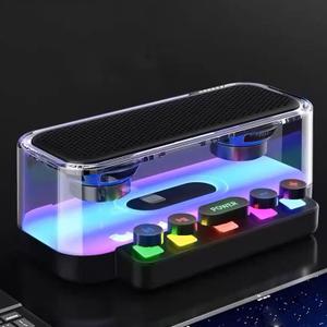Bluetooth Speakers, Stereo Sound Speaker with RGB Light and Mechanical Buttons, IPX5 Portable Speaker for Phones, Tablets, Laptops