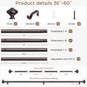 Bronze Curtain Rods for Windows 30 to 56 Inch, Decorative Heavy Duty Single-Side Adjustable 1'' Antique Brown Curtain Rod, Vintage Rustic Metal Drapery Pole for Farmhouse Bedroom Living Room
