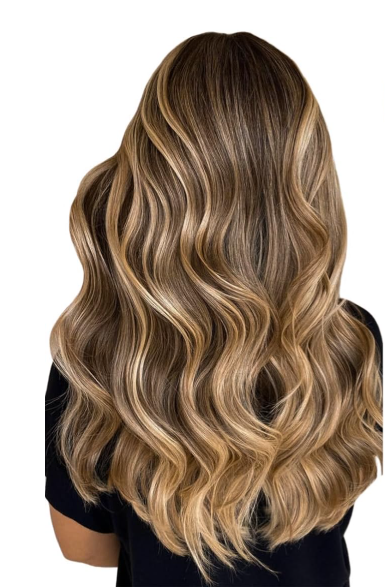 Hair Extensions Natural Synthetic Hair 20inch 80g Long Thick Wavy Hairpieces, Light Golden Brown and Golden Blonde Piano Color Invisible Fish Line Wire Curly Hair Extensions for Women