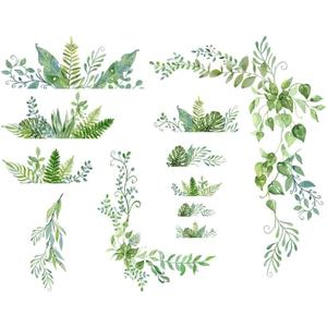 SUPERDANT Green Plants Wall Decals 2 Sheets/Set Vines Branches Leaves Wall Sticker Removable Vinyl Art Mural Decals for Living Room Bedroom Balcony Corridor Window TV Entrance Door Mirror Decor