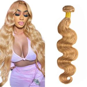 34 inch Honey Blonde Bundles Human Hair 27 Body Wave Bundles 50g Double Weft 8A Grade 27 Honey Blonde Body Wave Bundle Human Hair Extensions