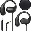 Joyico Wired Open Ear Headphones with Microphone, Volume Control, Wrap Around Ear Hook & Case, Over Ear Earbuds for Sport Running, On Ear Out of Ear Earphones Comfortable for Sensitive & Small Ears (Black)