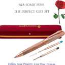 S&R Somit Fancy Pen with Gift Box - Luxury Pen for Women Valuable Business, Office, Executive Gift for Family & Friends Special Engraving & Led Decorative Box (GOLDEN ROSE)