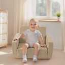 Toddle & Kids Chair,2-in-1 Soft Toddler Couches that Fold Out,Toddler Chairs Comfy 1-3 Years Old,Convertible Sofa to Lounge,Beige