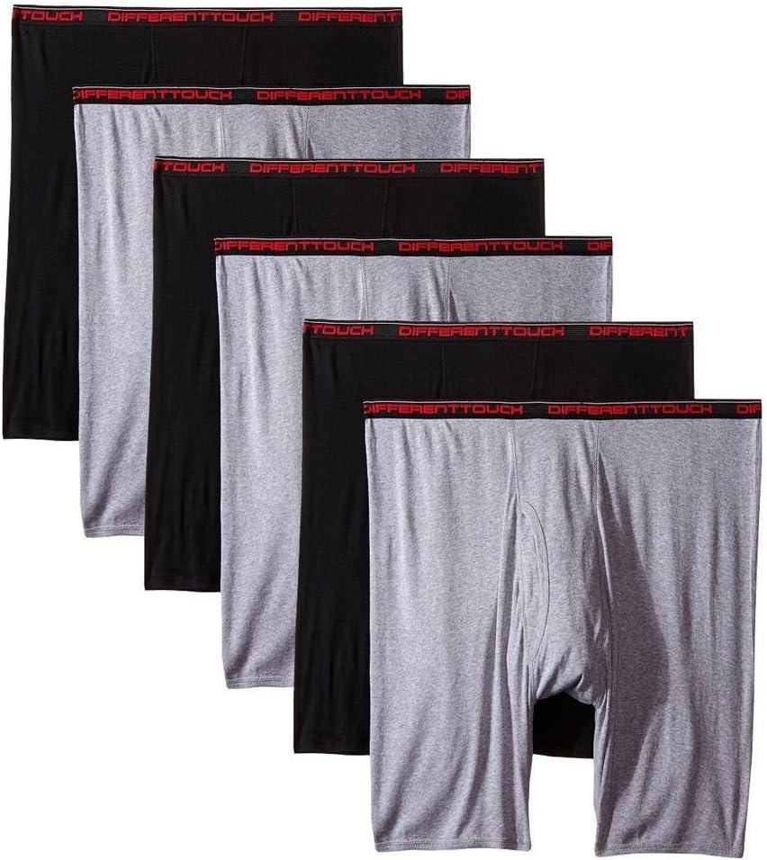 6 Men's Big & Tall USA Classic Design Boxer Briefs Underwear (3X-Large, Black , Grey)