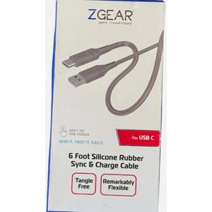 ZGear USB-C Cable - 6 Foot Silicone Rubber - Tangle Free - Sync & Charge