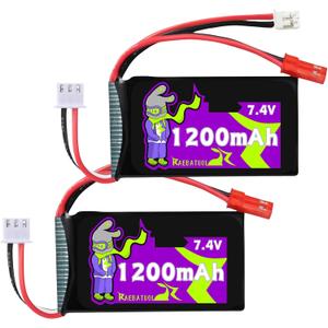 1200mAh 7.4V LiPo Battery with JST & PH2.0,2S High Capacity RC Battery Fit for SCX24 A949 959 969 979 WPL MN RC Car Boats Trucks - 2 Pcs 1200mAh 7.4V LiPo Battery with JST & PH2.0,2S High Capacity RC Battery Fit for SCX24 A949 959 969 979 WPL MN RC Car Boats Trucks - 2 Pcs
