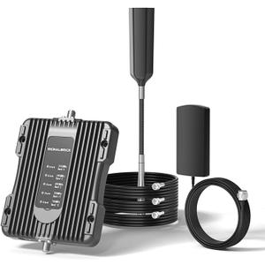 Cell Phone Booster for Truck RV Vehicle, Cell Phone Signal Booster Compatible with All U.S. Carriers AT&T, Verizon, T-Mobile & More, Boosts 5G/4G LTE/3G Signal for Band 4/12/13/17/5/2/25 (Black)