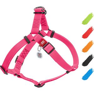 Waterproof Dog Harness Adjustable for Large, Small and Medium Breeds- Heavy Duty Dog Harness with Durable Metal Clasp and QR Tag - Pink S