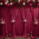 Burgundy Backdrop Curtains 4 Panels - Wrinkle-Free Polyester Photography Drapes for Baby Shower & Birthday Party - 16 X10FT