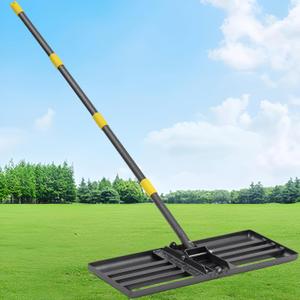Lawn Leveling Rake Tool - 30x10 Heavy Duty Stainless Steel Leveler,Foldable Anti Flipping Smooth Edge,28-60" Adjustable, for top Soil Dressing,Yard Landscaping,Ground Soil, Sand,Dirt,Grass