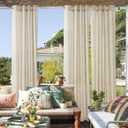 Curtains 84 inch Length 2 Panels Set, Lightweight Waterproof Grommet Top Burlap Linen Panels for Patio, Pergola, Porch, W52 x L84 Inch, Pack of 2, Blackout